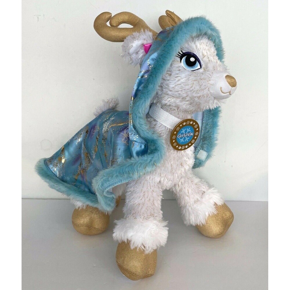 BAB Build A Bear Golden Glisten White Reindeer With Cape Lights Up